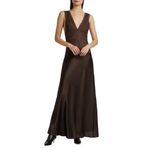 NWT Ronny Kobo Silk Charmeuse & Lace Maxi Dress Size XL Brown Photo 8