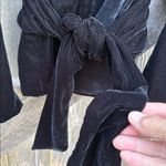 ZARA EUC Velvet Ruffle Neckline Belted Front Closure Top / Jacket Black Small Photo 6
