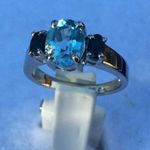 Sterling Silver Topaz and Sapphire Birthstone Ring, Size 7 3/4 Blue Photo 2