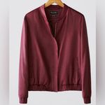 Massimo Dutti  Satin Bomber Jacket S 19” p2p Bordeaux NWOT Photo 4