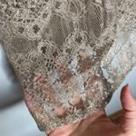 A’reve tan shiny lace peplum sleeveless top with bejeweled front embroidery sz M Size M Photo 5