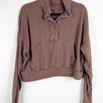 Aerie Mock Neck Cropped Pullover Brown Sz XS Photo 0