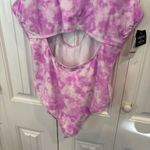 California Waves Purple And White Tie Dye One Piece Swimsuit‎ Size 3X Photo 3