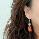 Handmade Carnelian Agate Gemstone Leaf Pendant Fall Theme Beaded Jewelry Set Photo 4