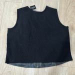 LEATHER BIKER Vest with sweater back AMAZING SHAPE sz XL Black Photo 1