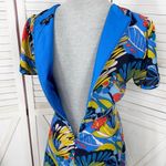 J. Crew Tropical Print Faux Wrap V Neck A Line Dress Blue Multi Size 8 Photo 6