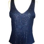 Sigrid Olsen Women’s Double V-neck Sequin Navy Blue Special Occasion Tank Med Photo 2