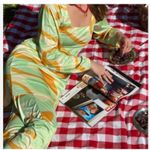 HOSBJERG Riley Printed Pants Medium M TRIPPY FUNKY RETRO MOD Green Photo 0