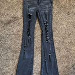 SheIn ICON Women's Front Button Distressed Hem Denim Jeans in Dark Gray, Size 4 Photo 3