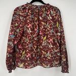J. Crew Point Sur Ruffle Neck Popover Top Blouse Menagerie Bird Print Small Brown Photo 9