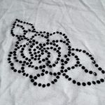 ZARA  White Black Rhinestone Rose Tee Photo 4