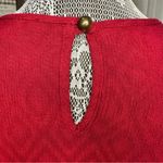Suzanne Betro Boho Lace Trim Dress Red Textured Long Sleeve Size Large Photo 7