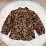 Lauren Ralph Lauren Brown Animal Print Puff Sleeve Button Up Shirt Size SP Photo 1