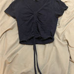 Wild Fable Women’s Black Cinch Front Going Out Top Size XS Short Sleeve V Neck Photo 0