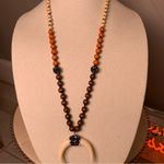 None Beaded Orange Brown Tibetan Bohemian Horn Necklace Photo 3