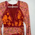 Free People  Tilda Wrap Dress in Firebrick Floral Maxi Flowy Bell Sleeve Medium Photo 7