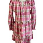 J.Crew  NWT Plaid Mini Dress Ruffle Trim Sweet Briar Marine Salt Pink size 10 Photo 3