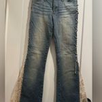 Mudd Vintage  Blue Y2k Flare Jeans with Lace Accents Size 5 Photo 0