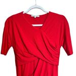 Carven Cocktail Dress Womens 40 Red Shirred Ruched Mini Short Sleeve Stretch Size undefined Photo 1