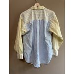 Loft 100% Cotton Striped Boyfriend Button Up Striped Blue Yellow Top Size Small Photo 7