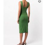 Reformation cassi knit Dress XS Green Ribbed Midi Sleeveless Square Neck slit Photo 12