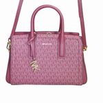 Michael Kors Laila Satchel Bag Small Mulberry MK Logo Print Adjustable Strap Photo 6
