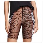 Good American  Essentials Animal Mix Print Zebra Leopard Biker Shorts Brown SZ 4 Photo 0