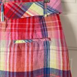 C&C California  Linen Pleated Trouser Shorts High Waist Size 6 Pink Plaid Photo 5