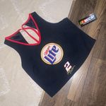 Miller lite nascar Kenny Wallace tank corset blouse Nwt sports athletic beer y2k Blue Size L Photo 0