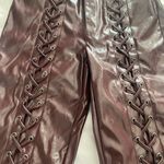 Dolls Kill FLARE LACE UP BROWN FAUX LEATHER PANTS  SIZE XSMALL DELIA'S Photo 8