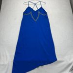 Haute Hippie  Silk Beaded Dress Halter‎ Sleeveless Blue Party Dress L Photo 10
