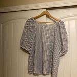 Torrid Seersucker Button Front Crop Top 3 3X White and Blue Striped Sheer Photo 2