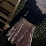 Boutique Pink Velvet Skater Skirt Photo 1