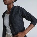 Everlane NWT Overized Alpaca Cardigan in Heather Black V-neck Sweater M Photo 1