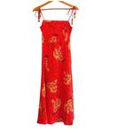 House Of Harlow‎ 1960 Smocked Retro Cutout BeadTassel Banana Print Midi Dress M Red Size M Photo 2
