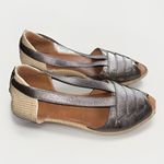 Gentle Souls  Luci Metallic Silver‎ Peep-Toe Espadrille Sandals Elastic 7.5 M Photo 3