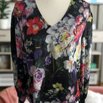 Catherine Malandrino  Floral Long Sleeve Top Size Large Photo 0