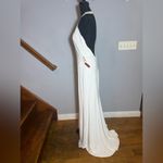 Mac Duggal IEENA for  Zuri Beaded Halter White Jersey Gown size 6 Photo 9