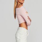New SER.O.YA Ellis Twisted Cutout Front Long Sleeve Crop Top Pink Size Large Photo 1