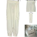 superdown  White Satin Cargo Pants Joggers XL Ankle Belted Revolve Rachel $70 New Photo 4