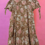 Urban Outfitters Pastel Brown, Pink & White Floral Babydoll Dress - Size Medium Photo 0