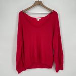 Abound  Fuzzy V Neck Sweater Magenta Pink Knit Cozy Long Sleeve Top Women's XXL Photo 1