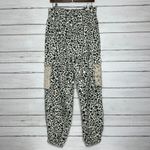 POL Leopard Patchwork Pants Crochet Lace Boho Cottagecore Drawstring Small Photo 2