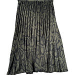 Missguided  Snakeskin‎ Print Pleated Midi Skirt A Line Career Party Olive Green Photo 0