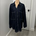 Pilcro Anthropologie  Oversized Dark Denim Shirt Photo 4