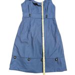 Moulinette Soeurs Anthropologie  Wool Blue Gold Button Ruffle Sleeveless Dress Sz Photo 4