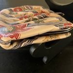 VTG Beautiful Floral Leather Clutch Sliver tone clasp Multi Photo 5