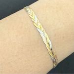Vintage AURAFIN 14k Italy Tricolor 4mm Braided Flat Snake Chain 7" Bracelet 3g. Gold Photo 1