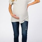 Pinkblush **NWT** White Striped Ribbed Crisscross Back Maternity Top - Photo 1