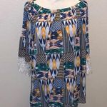 West Loop  triangular patterned lace sleeve hem tunic blouse Photo 0